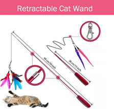 Cat Toy Wand, Retractable Cat Feather Toys and Replacement Refills with Bells, I - £10.48 GBP