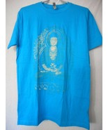 Bright Blue Buddha fade design Tee T-Shirt Short Sleeve cotton Unisex Sz M - $15.60