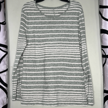 Merona Long Sleeve Gray and Pink Striped Tee - £7.83 GBP