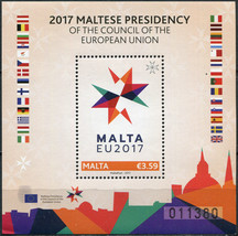 Malta 2017. Maltese Presidency of the Council of the EU (MNH OG) S/S - £8.50 GBP