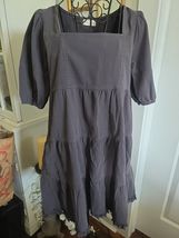 ALTAR'D STATE Washed Black Tiered Babydoll Dress Sz XS Pockets Raw Hem - $23.76