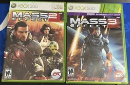 Mass Effect 2 &amp; 3 (Xbox 360, 2007) Complete w/ Manual - Tested Working! Lot Of 2 - £9.74 GBP