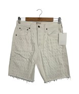 New Etica Denim Shorts Womens 24 White Narin Relaxed Long Laser Button F... - $49.49