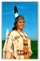 Indian Maid with One Feather Headdress and Buckskin Bead Clothing Postcard - £3.81 GBP