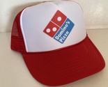 Vintage Dominos Pizza Hat Pizza Trucker Hat snapback Summer Red Beach Cap - $17.59