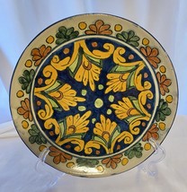 Two Vintage Talavera Style Plates With Wall Hanging Mexico Hand Painted 11 Inch - £30.69 GBP