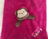 Pink Cutie Pie Monkey You Make Me Happy Lovey Security Blanket Pink Flower - £21.43 GBP
