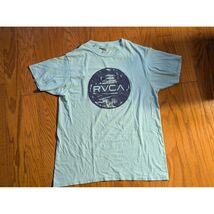 RVCA Uomo Grafico Maglietta Azzurro Seafoam Green Logo Cerchio Taglia Media - $22.87