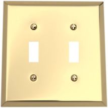 Amerelle Century Polished Brass Brass 2 Gang Stamped Steel Toggle Wall P... - $18.03