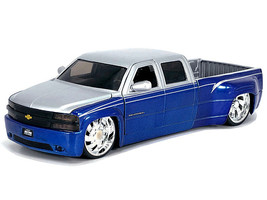 1999 Chevrolet Silverado Dually Pickup Truck Blue Metallic and Silver with Custo - $43.54