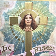 He Is Risen Vintage Postcard Christian Cross Angel Antique USA - £10.16 GBP