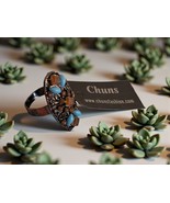 Unique Ring Aqua Blue Brown Gold Multi Stone Oval Adjustable Chuns Jewelry  - $276.11 MXN