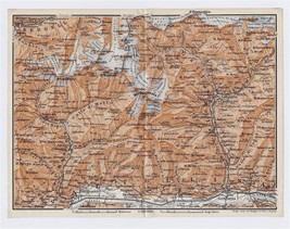 1911 Antique Map Of Vicinity Of Sondrio Valtellina Alps Italy - £19.20 GBP