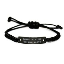 Cheap Niece, Caution Niece On The Move, Cool Black Rope Bracelet for Niece from  - £17.13 GBP