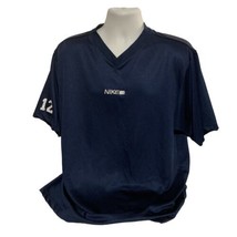 Vintage Nike Navy Mesh Center Swoosh Logo Mens XL T Shirt Embroidered - $13.20