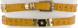 Mens Real Crocodile Skin Belt Yellow Exotic Leather Western Cowboy Gold Links - £67.55 GBP