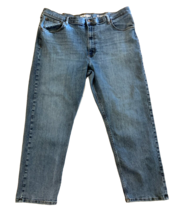 Wrangler Jeans Mens 42X30 Blue Relaxed Fit Straight Leg Stretch Distress... - $22.65