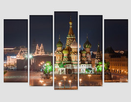 Night Moscow Canvas Print Moscow Skyline Moscow Photo Moscow Canvas Print Moscow - £39.16 GBP