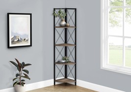 60&quot; Modern 4-Tier Bookshelf Etagere - Brown Laminate, Black Metal - $2,701.84 MXN