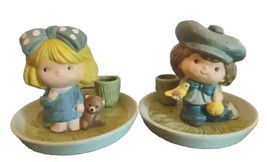 Rare Vtg Classique Girl Boy Candle Holders Made In Taiwan Gibson Greeting Cards - £46.00 GBP