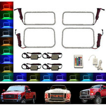 08-10 Ford F-250 Multi-Color Changing Shift LED RGB Halo Headlight Rings Set IR - £125.65 GBP
