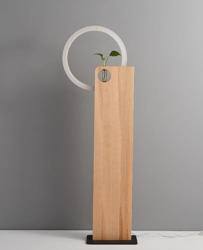 interoknack Modern Floor Lamp with Wooden LED Ring, Minimalist Solid Wood Plant  Item image 2