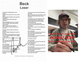 Beck Hansen signed Loser Lyrics sheet COA exact Proof autographed - £234.90 GBP