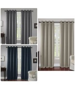 Wyndham 84-Inch Grommet Window Curtain Panel in Blue Charcoal Linen Navy - £21.41 GBP+