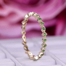 1Ct Round Cut Green Emerald Full Eternity Wedding Band Ring 14K Rose Gold Finish - £87.39 GBP