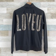 Victorias Secret Animal Print Love U Logo 1/4 Zip Sweatshirt Black Women... - £19.46 GBP