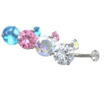 30pcs 10mm Zircon Belly Bar Ring Double CZ Stone Crystal Navel Piercing  Jewelry - £40.24 GBP