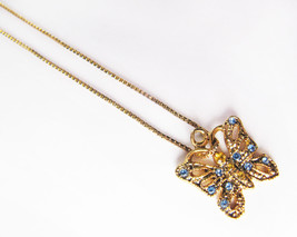 Fine Vintage 925 Italy Sterling Silver Gold Wash Chain Butterfly Necklace - $29.69