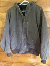 Walls Canvas Jacket Mens 2XL Brown Hooded Fleece Lined Insulated Work Di... - $44.52