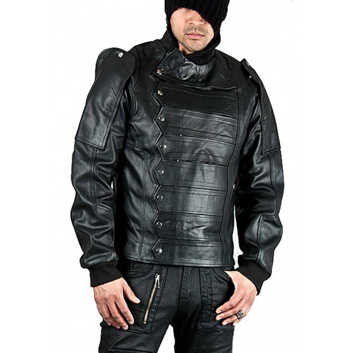 Men's Black Military Motorcycle Biker Real Genuine Leather Jacket 2019