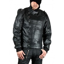 Leather skin men black military leather jacket 2 thumb200