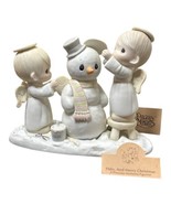 PRECIOUS MOMENTS HALO AND MERRY CHRISTMAS #12351 Angels &amp; Snowman - $16.83