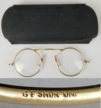 antique wire rim glasses Shuron GOLD filled round spectacles &amp; CASE - $24.99