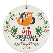 Funny Couple Cat Ornament Gift Decor 9th Wedding Anniversary 9 Year Christmas - £11.82 GBP