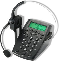 Benotek Call Center Headset Telephone, Corded Landline With Headsets, Bl... - $43.93