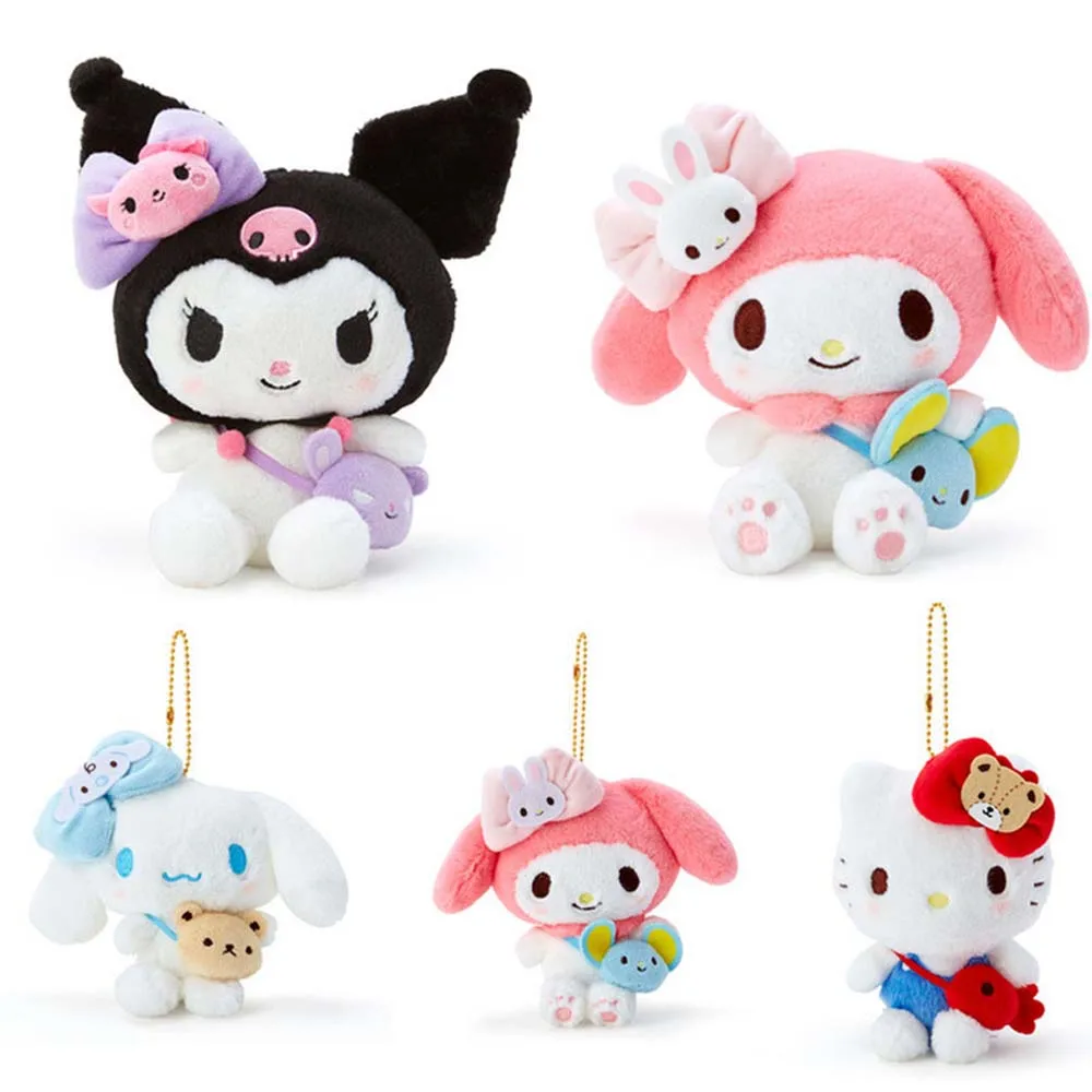 12Cm Sanrio Plush Keychain Kawaii Hello Kitty Cinnamoroll My Melody Kuro... - $13.61
