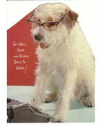 Vintage Get Well Card Jack Russell Terrier Dog in Glasses Hurry Back Unused - £7.82 GBP