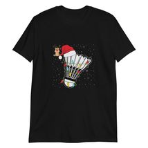 Christmas Badminton Player T-Shirt Black - $18.13+