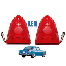 55 Chevy Red LED Tail Brake Stop Light Lens 150 210 Bel Air Nomad Delivery Pair - £54.89 GBP