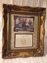 The Lord is My Shepherd Psalms 23 Framed Picture Gold Painted Wooden Frame - $19.09