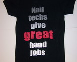 NAIL TECHS GIVE GREAT HAND JOBS NAILPRO.COM ANVIL WOMENS FITTED T SHIRT ... - $13.49