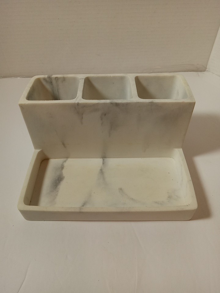 Marble Design Desktop Pencil-pens Ect. Holder with 3-Compartments 1-Tray - £22.28 GBP