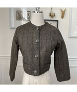 Vintage 60s Green Brown Glenn Plaid Cropped Jacket Wool XS - $64.48 CAD
