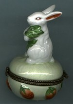 Bunny Rabbit With Strawberries Hinged Box - $11.00