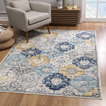 5 X 7 Blue and Yellow Floral Area Rug - €144,32 EUR