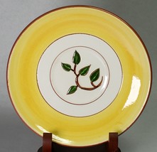 Stangl Blueberry Saucers 6.25&quot; Bright Yellow w Green Leaves Brown Branch - £3.90 GBP